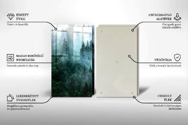 Glass chopping board Forest in the fog
