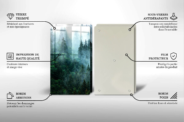 Glass chopping board Forest in the fog