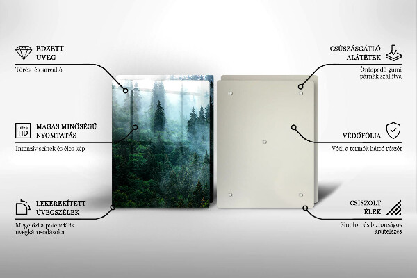 Glass chopping board Forest in the fog