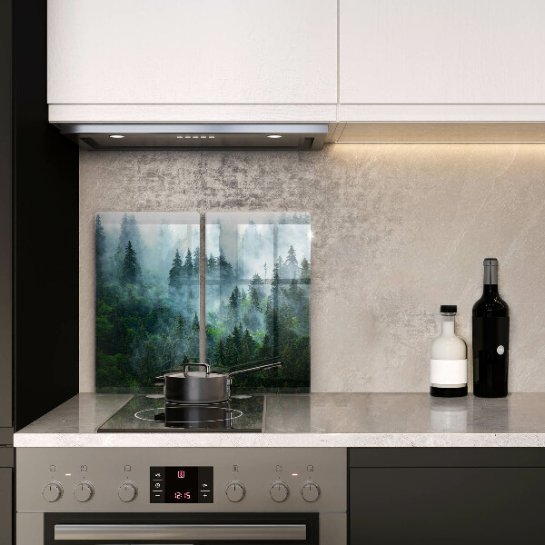 Glass chopping board Forest in the fog