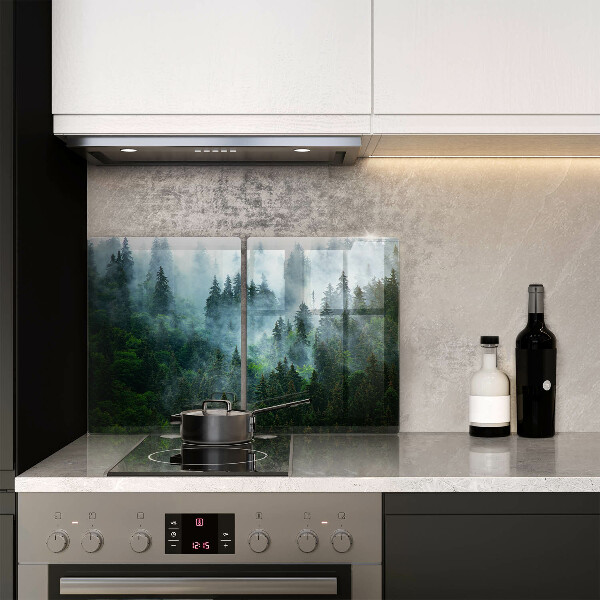 Glass chopping board Forest in the fog