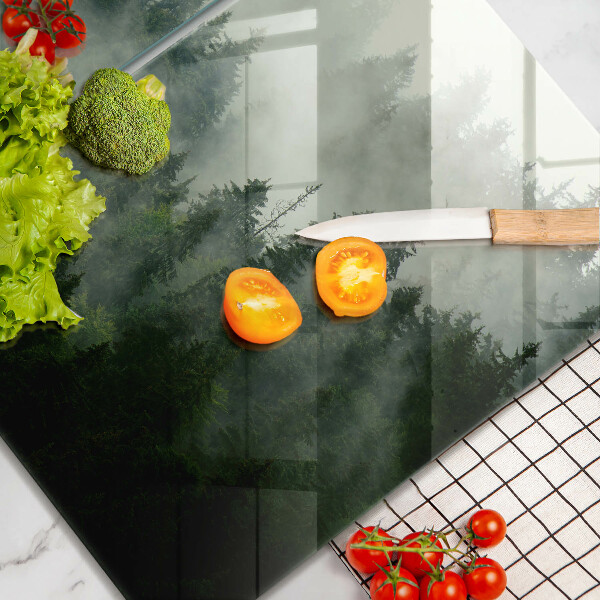 Glass chopping board Landscape of a hazy forest
