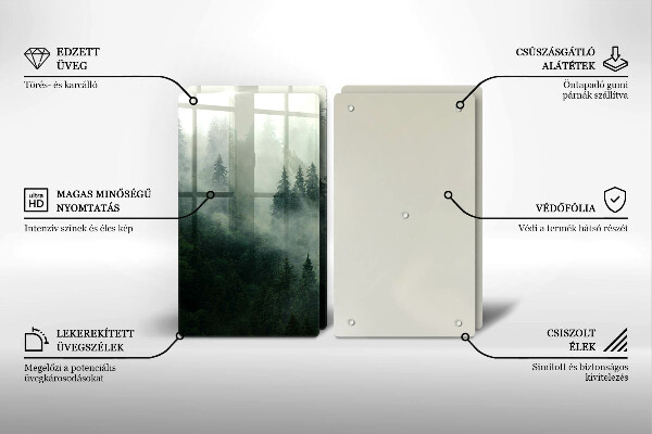 Glass chopping board Landscape of a hazy forest