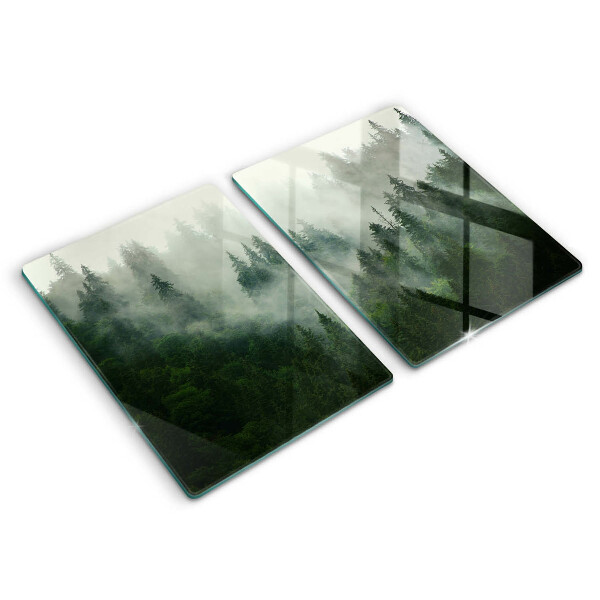Glass chopping board Landscape of a hazy forest