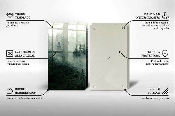 Glass chopping board Landscape of a hazy forest