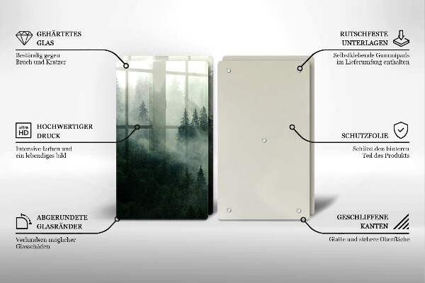Glass chopping board Landscape of a hazy forest