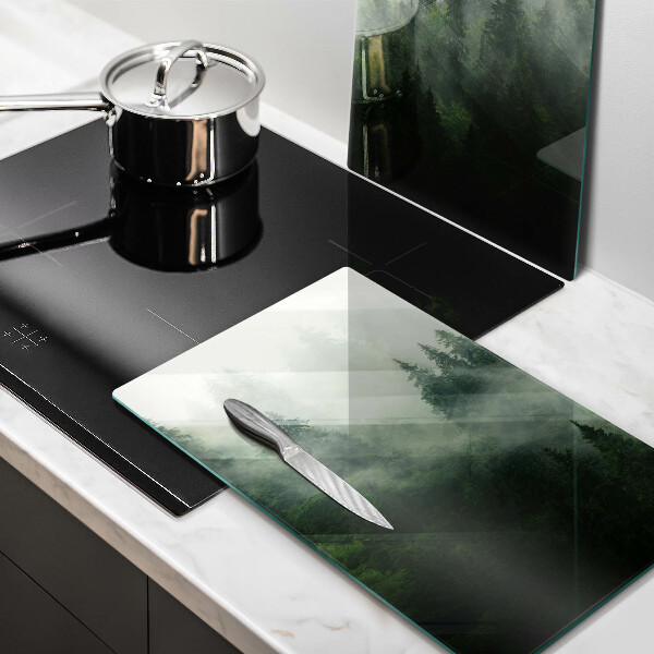 Glass chopping board Landscape of a hazy forest