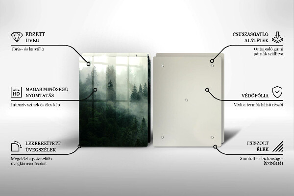 Glass chopping board Landscape of a hazy forest