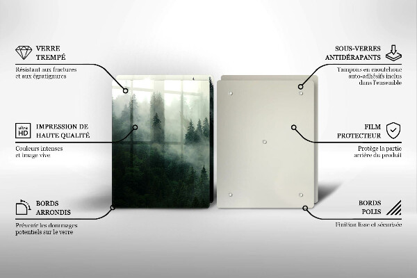 Glass chopping board Landscape of a hazy forest