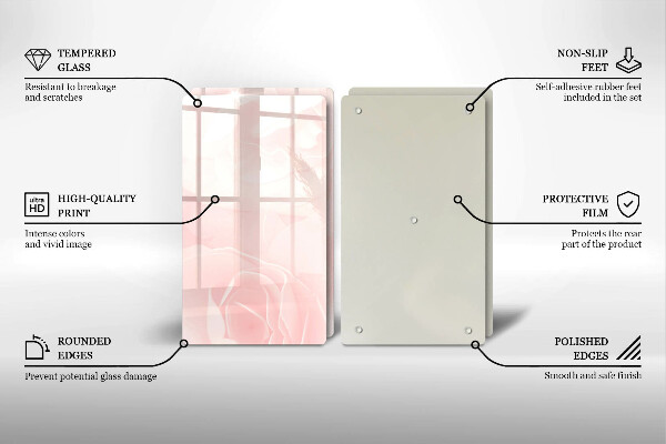 Glass chopping board Pastel background roses