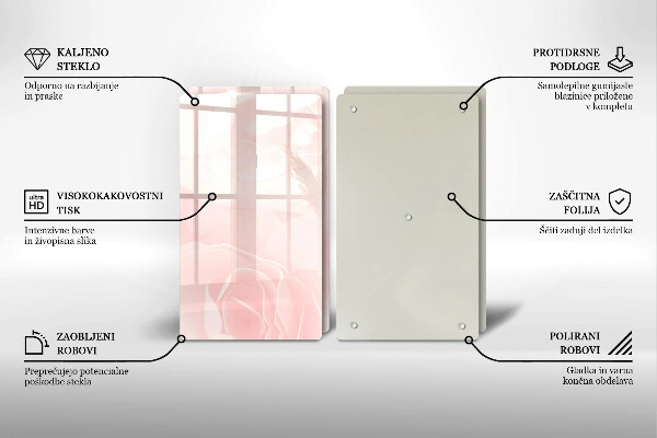 Glass chopping board Pastel background roses