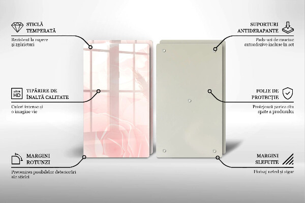 Glass chopping board Pastel background roses