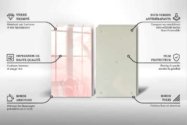 Glass chopping board Pastel background roses