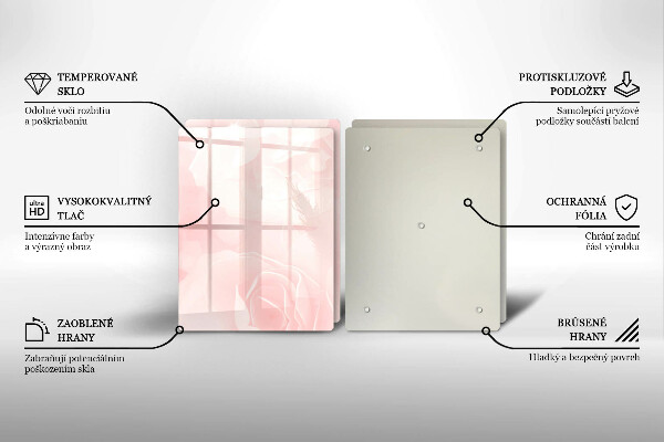 Glass chopping board Pastel background roses