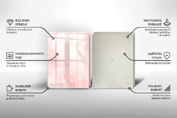 Glass chopping board Pastel background roses