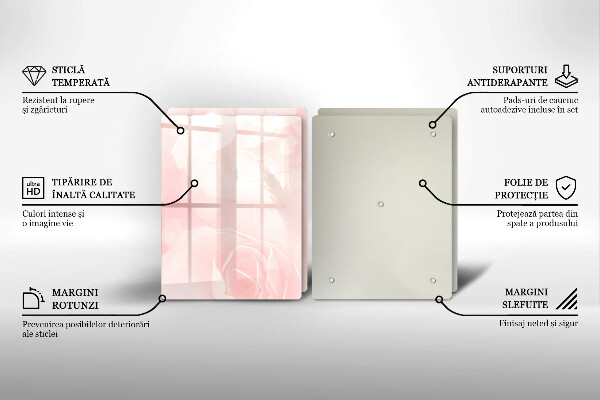 Glass chopping board Pastel background roses