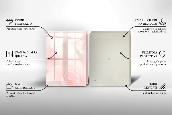 Glass chopping board Pastel background roses