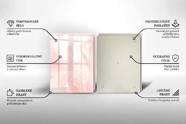 Glass chopping board Pastel background roses