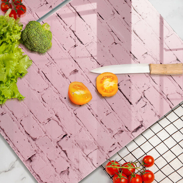 Glass chopping board Pastel wall bricks