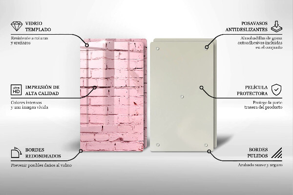 Glass chopping board Pastel wall bricks
