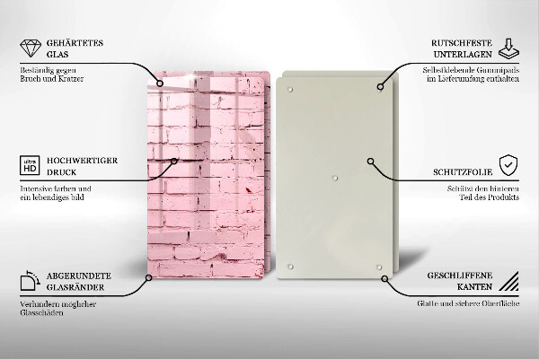 Glass chopping board Pastel wall bricks