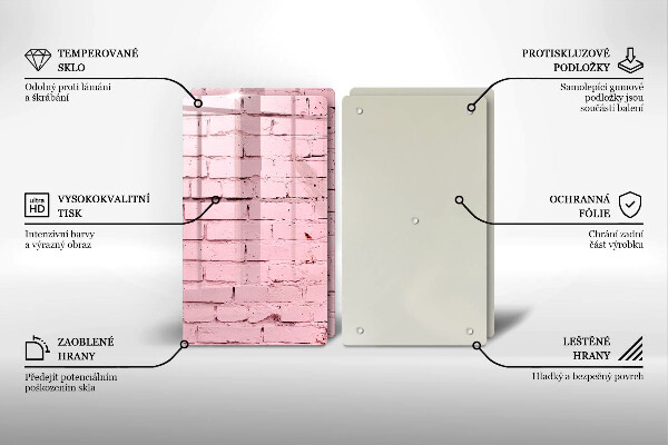 Glass chopping board Pastel wall bricks