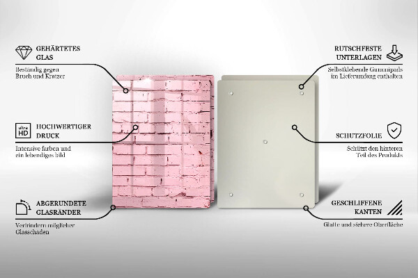 Glass chopping board Pastel wall bricks