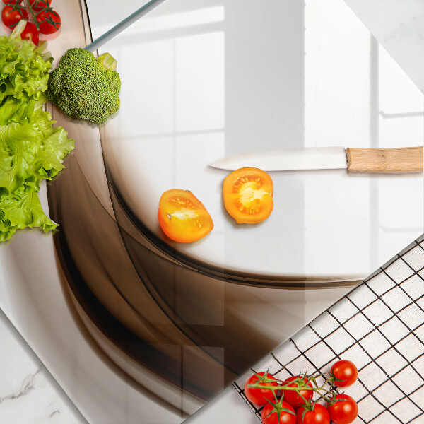 Glass chopping board Abstraction brown lines