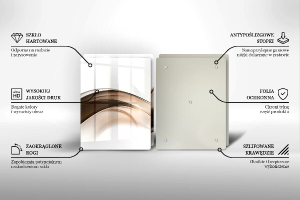 Glass chopping board Abstraction brown lines