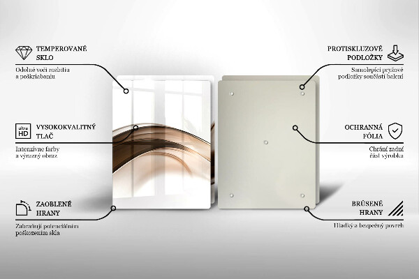 Glass chopping board Abstraction brown lines