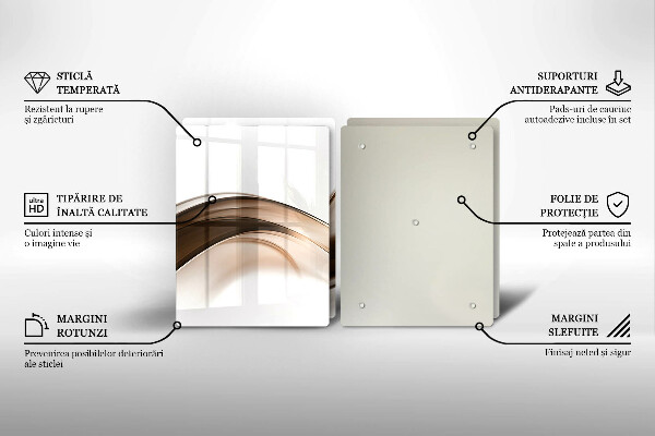 Glass chopping board Abstraction brown lines