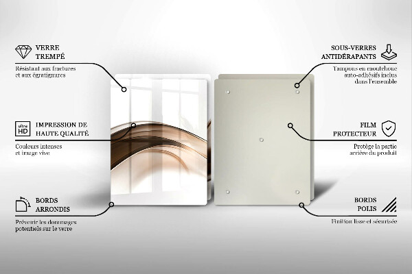 Glass chopping board Abstraction brown lines