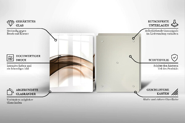 Glass chopping board Abstraction brown lines