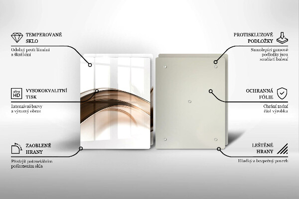 Glass chopping board Abstraction brown lines