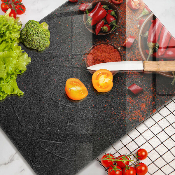 Cutting board Red chili peppers