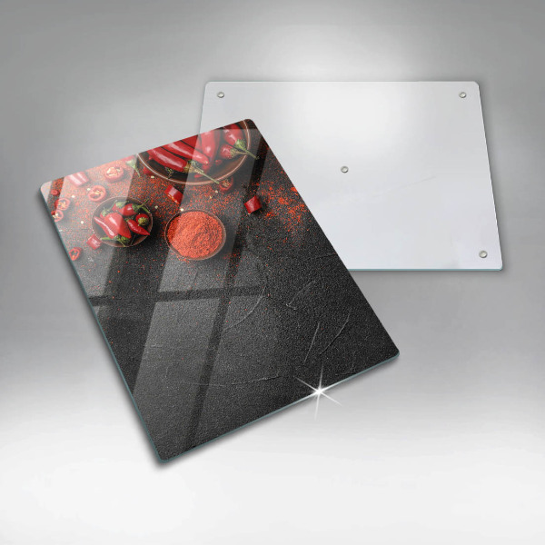 Cutting board Red chili peppers