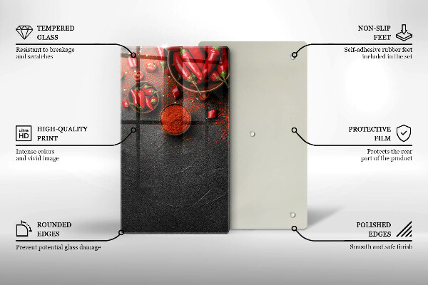 Cutting board Red chili peppers