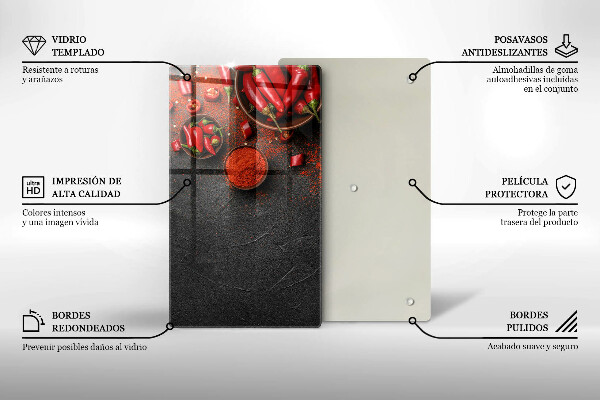 Cutting board Red chili peppers