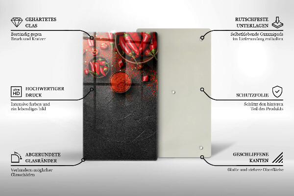 Cutting board Red chili peppers