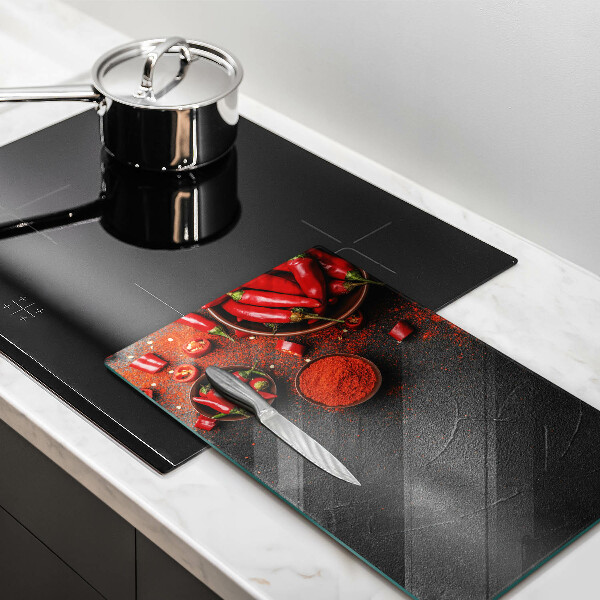 Cutting board Red chili peppers