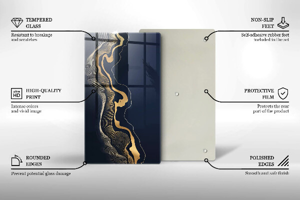 Cutting board Abstraction golden lines