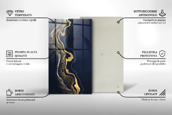 Cutting board Abstraction golden lines