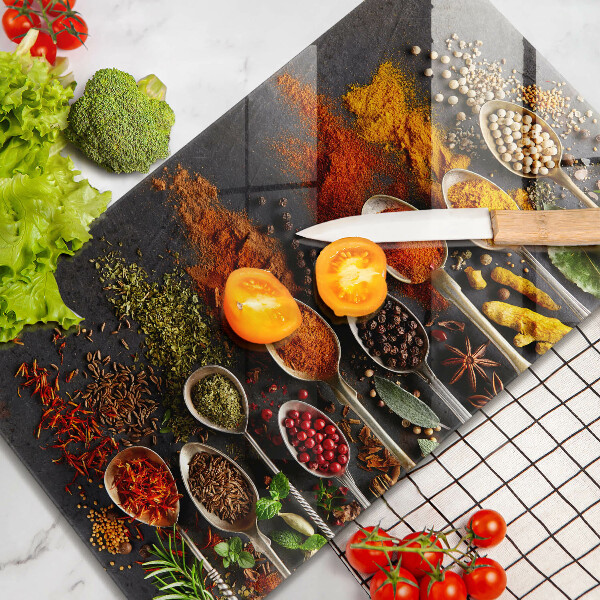 Cutting board Spoons with spices