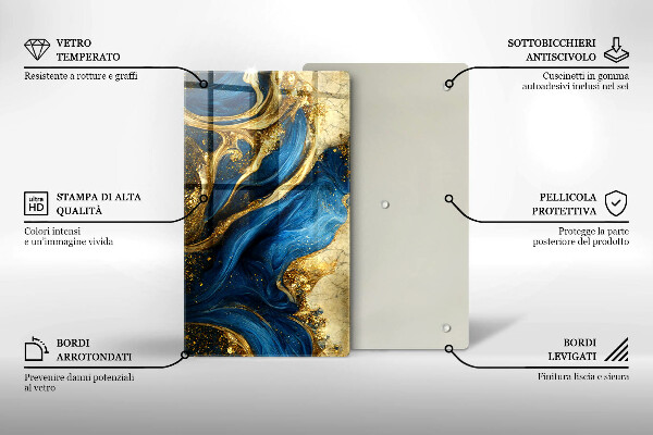 Worktop saver Blue-gold marble