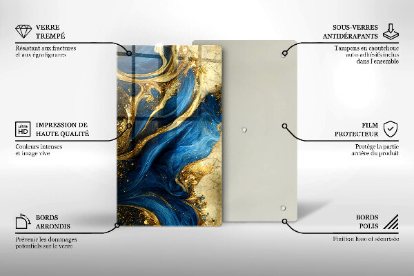 Worktop saver Blue-gold marble