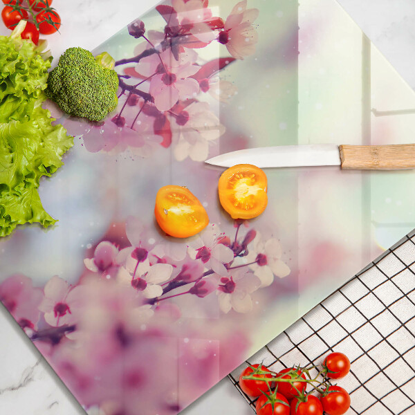Cutting board Spring pink flowers