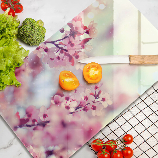 Cutting board Spring pink flowers