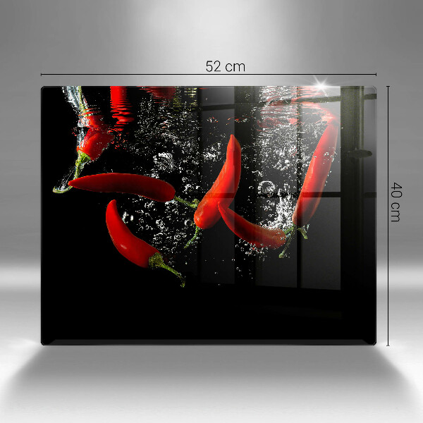 Chopping board Chili peppers in water