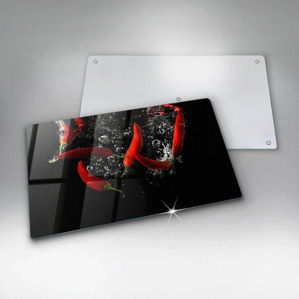 Chopping board Chili peppers in water