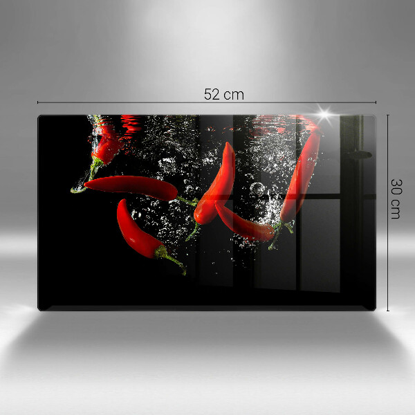 Chopping board Chili peppers in water